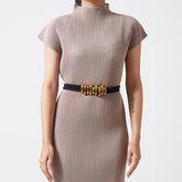 Close-up of Gold/Black Stacked Cord Belt.